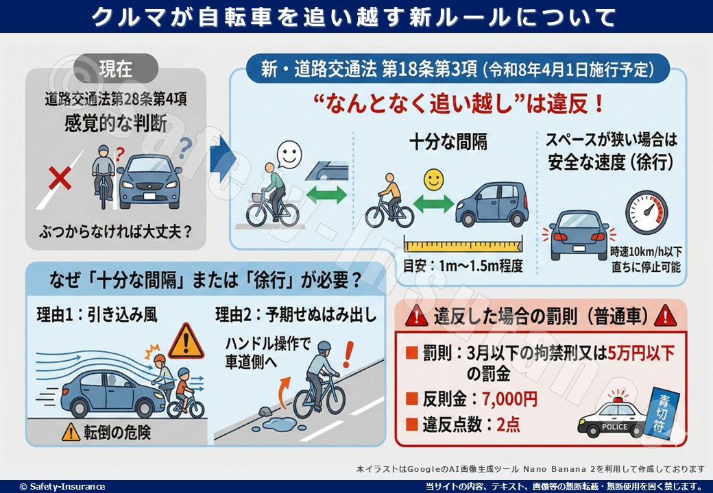 クルマが自転車を追い越す新ルールについて