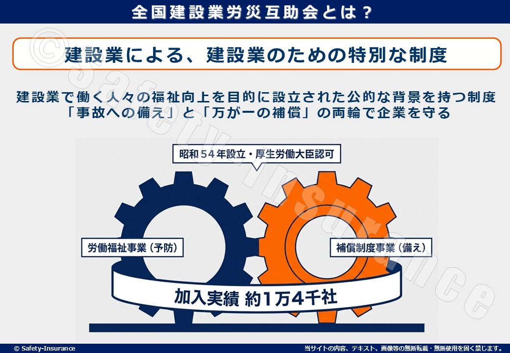全国建設業労災互助会とは？建設業で働く人々の福祉向上を目的に設立された公的な背景を持つ制度「事故への備え」と「万が一の補償」の両輪で企業を守る